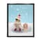 Stupell Industries Penguin Christmas Present Sled Framed Floater Canvas Wall Art